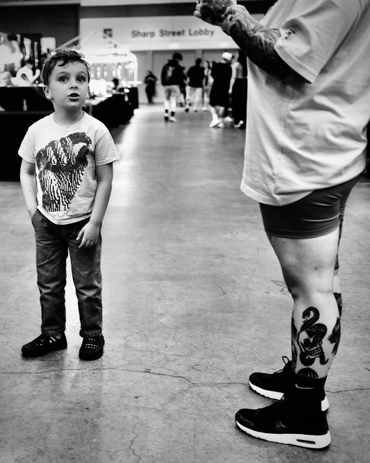 Little Boy with Tattooed Father