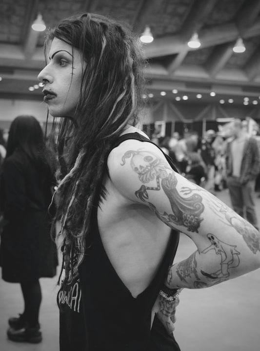 Side View of Young Man in Makeup