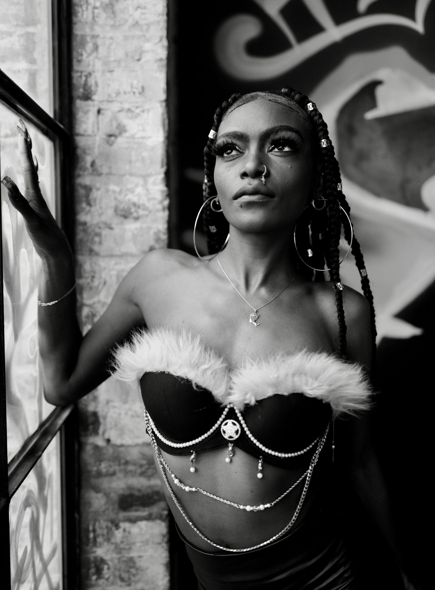Young Woman with Fur Trimmed Bustier